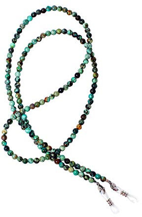 rainbow safety Brillenkette Brillenband Brillenhalter Schlangenkette Natürliche Edelstein Perlen Amazonit Achat Tigerauge Amethyst RC (Afrikanischer Türkis Jaspis)