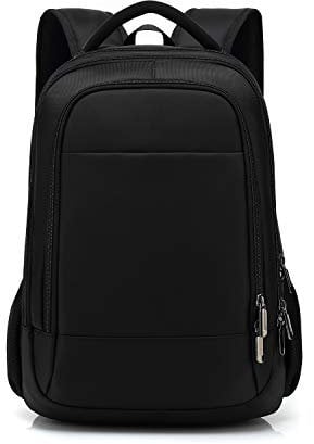 FANDARE Schulrucksack Herren Damen 14 Zoll Laptop Rucksäcke mit USB Kopfhörerloch Daypack Teenager Reise Hochschule Schulranzen Schultasche Tagesrucksack Wasserdicht Polyester Schwarz