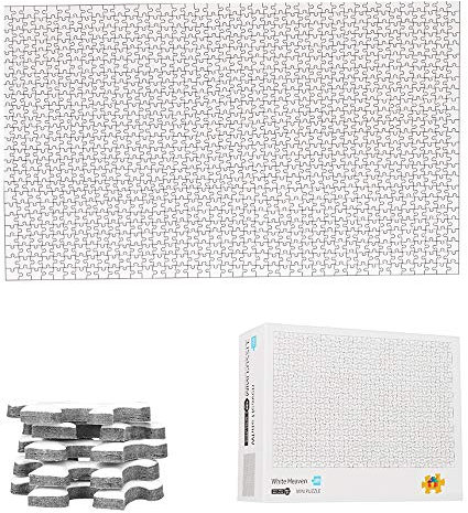 TINYOUTH 1000 Teile Mini Weiß Puzzle Zum Selbst Bemalen, 42cm*29.7cm 2mm Mini Karton - Familienpuzzle Verringerter Druck Schwieriges Rahmen für Kinder Erwachsene