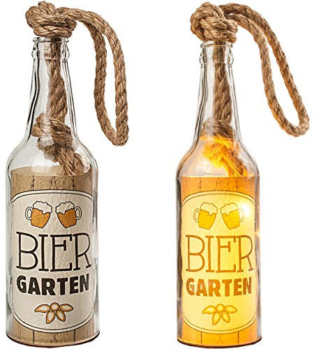 alles-meine.de GmbH Glas - Lichterflasche - 6 Stück LED Bier Garten LICHT Dekoflasche/Flasche/Bierflasche - 25 cm - Batterie betrieben - warmweiß - Flaschenlicht - Dekoli..