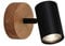 BRILONER - Wandleuchte Innen schwenkbar, Vintage, Holzbasis, Wandlampe innen, Wandstrahler, Wandlicht, Wandbeleuchtung, Schlafzimmer, Flurlampe, Wall Light, 11x11x15,7 cm, Schwarz-Gold