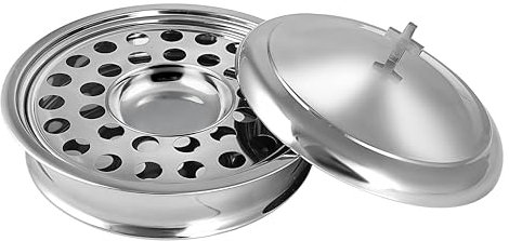 Communion Ware - Juego de iglesia | 1 bandeja de vino de comunión con plato de pan central y cubierta | Bandeja de capacidad para 32 tazas | Ideal para iglesias | Acero inoxidable - Acabado brillante