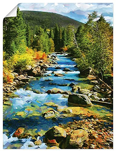 ARTLAND Wanddeko Poster & Kunstdrucke Wandposter 60x80 cm Hochformat Gemälde Landschaftsbilder Berge Wald Natur Fluss Gebirge U2CF