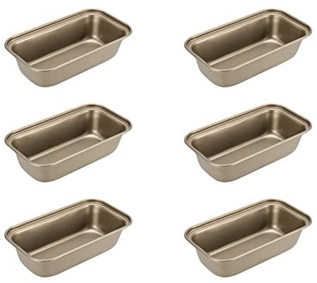 JAPCHET Paquete de 6 mini moldes para pan de 6.1 x 3.35 pulgadas, antiadherentes, bandeja rectangular para hornear pan