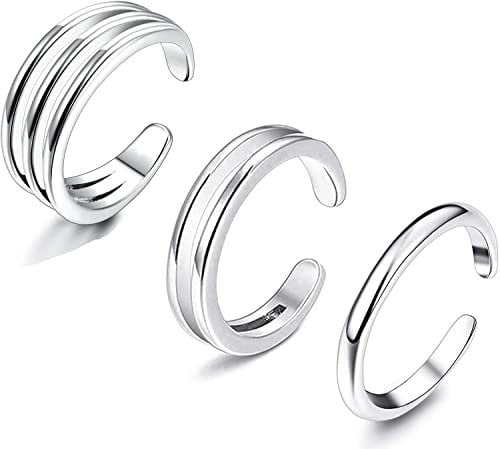 ORAZIO Zehenring Silber Für Damen Mädchen Offene Zehenringe Verstellbare Platinbeschichtung Hypoallergen Kleiner Fingerring Pinky Ring Einfacher Toe Ring Set Fußschmuck