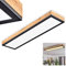 HOFSTEIN LED Panel Salmi, modernes Deckenpanel aus Metall/MDF in Schwarz/Weiß/Holzoptik, 18 Watt, 1-flammig, 1000 Lumen, Lichtfarbe 3000 Kelvin (warmweiß), längliche Deckenlampe in flachem Design