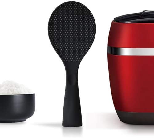 FireKylin Spatule à riz sur pied en silicone avec cuillère à riz antiadhésive résistante à la chaleur Noir