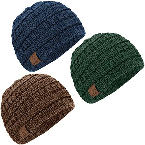 3-Pack Baby Mützen für Jungen, Mädchen - Stretchy Knit Baby Mützen, Niedliche Neugeborenen & Kleinkind Wintermütze, Weiche & Warme Kinder Mütze 3-36 Monate (Icelandic, M)