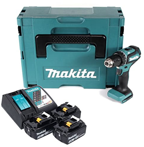 Makita DDF485RF3J - Trapano avvitatore a batteria 18 V 50 Nm Brushless + 3 batterie 3,0 Ah + caricatore + Makpac
