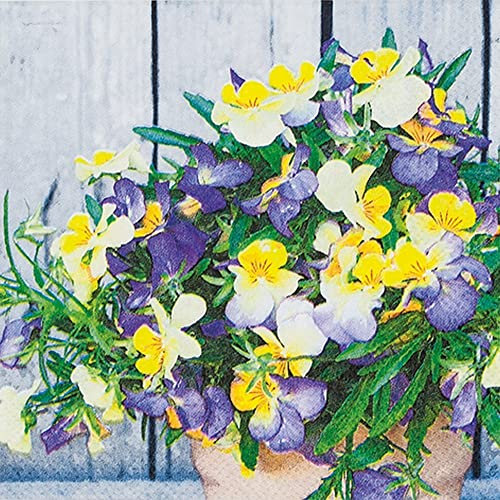 20 kleine Cocktail-Servietten Collage von Stiefm?tterchen | Blumen | Frühling | Ostern | Tischdeko | Decoupage | Serviettentechnik 25x25cm