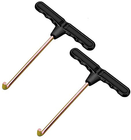 Trampolin Feder Hook, Trampolin Werkzeug T-Haken, Auspuff Federhaken, Zelthering Abzieher, Trampolin Federzieher Auspufffeder Haken Metall Trampolin Federzug T-Haken Abziehwerkzeug Federspanner, 2 Stk
