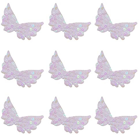 JIHUOO 30 Stück Kleine Engelsflügel zum Basteln Pailletten Flügel Patches Kleidung Applique Rucksack Aufnäher für Kleidungsstück Aufnähen Weiß