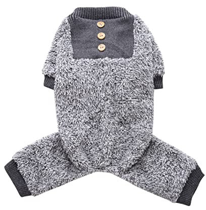 Hund Haustier-Kleidung Wintermantel Jumpsuit-Pyjama Plüsch-Fleece-Jacke Hundepullover Hundeoveralls Pjs-Welpen-Mantel für Chihuahua Hunde Katzen Grau M