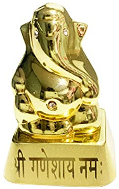 Dekorative Statue mit glänzendem Finish Lord Ganesha Idol, für Auto-Armaturenbrett, Heimtempel/Mandir, und Büro, 5,1 cm hoch