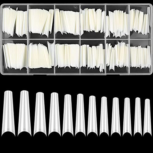 woshilaoDS 240 Stk Natürlich Künstliche Nägel, Extra Lange Falsche Nail Tips, Full Cover Press On Nails, Ballerina Nagelspitzen, Französische Nail Tips Vollständige Abdeckung für Maniküre Salon DIY