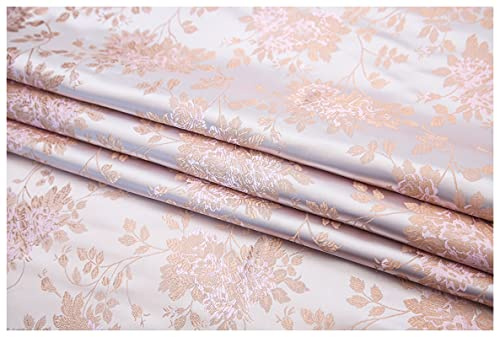 BNALU Satinstoff meterware Rosenblüten Jacquard Brokat Stoff 114cm Breit Meterware Für Kleidung Handarbeit Taschen Kissen Cheongsam(Color:rosa)