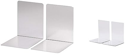 MAUL Buchstütze aus Aluminium (2er Pack) 10x8x10cm & Buchstütze aus Acryl (2er Pack) 10x8x10cm