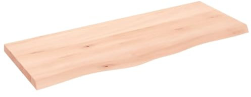 vidaXL Waschtischplatte, Tischplatte für Badezimmer, Massivholzplatte mit Naturkante, Holzplatte Arbeitsplatte Bad Waschtischkonsole Platte, Massivholz Unbehandelt