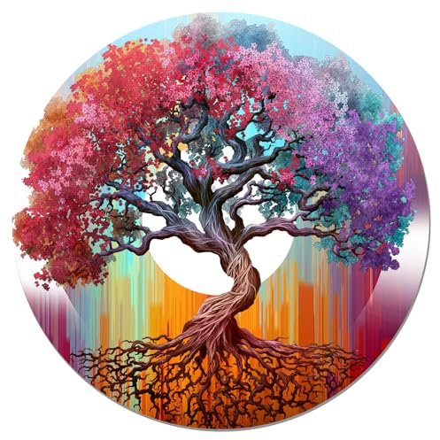 Majestic's Arbre de vie décoration murale bois – L’arbre de vie en couleurs pour votre decoration d’intérieur, salon (45 cm x 5 mm)