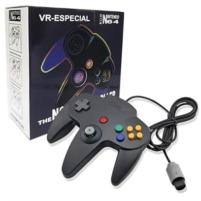 MANDO COMPATIBLE PARA NINTENDO 64 CON CABLE N64 CONEXION ORIGINAL NUS-005 NEGRO