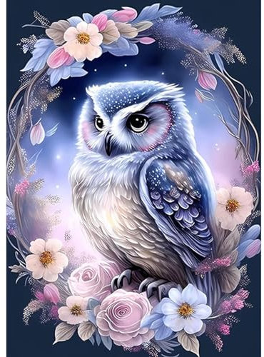 MOBDEA 5D DIY Diamond Painting Eulen Kits,Diamant Dots Art Kits Erwachsene Kinder,Blumen und Tiere Painting Bilder Diamant Malerei Set für Wanddekoration,30x40 cm