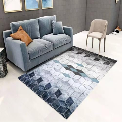 AU-SHTANG kinderzimmerteppich Blauer Teppich, Antifouling- und feuchtigkeitsbeständiger Krabbelmatten-Yogamatten-Teppichwohnzimmer deko,Blau,120x190cm
