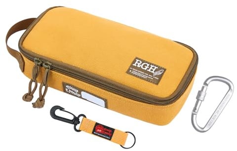 Rough Enough Small Tool Pouch Bag Canvas Portable Tool Box Organizer Case with Zipper Handle | 16oz canvas, 9x4x1.7in, YKK zipper, 3mm foam padding, hi-vis orange interior, for motorcycle repair, electrician kit, DIY
