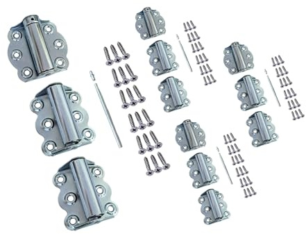 QCAA Türfederscharniere, 6,4 cm, Set mit 2 selbstschließenden und 1 verstellbaren, selbstschließenden Scharnieren, verzinkt, 4 Stück, hergestellt in Taiwan