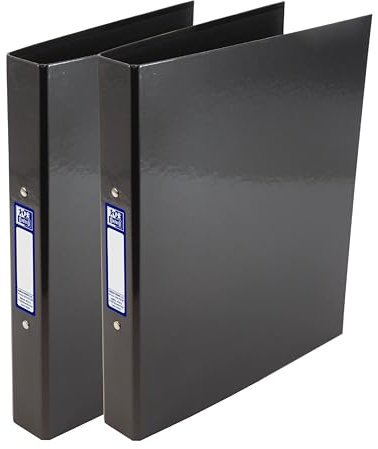 Oxford Premium A4 Ring Binders, 40mm Folders, Black (2 Pack)