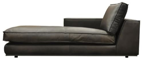 Casa Padrino Luxus Echtleder Chaiselongue Rechte Seite Schwarz 186 cm