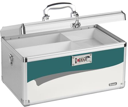 Medizin Box mit Zahlenschloss, Medikamenten Aufbewahrung Verschließbare Box mit Riemen, Aufbewahrungsbox Medikamentenbox mit Schloss 14 * 8,46 * 7,48 Zoll (Groß)