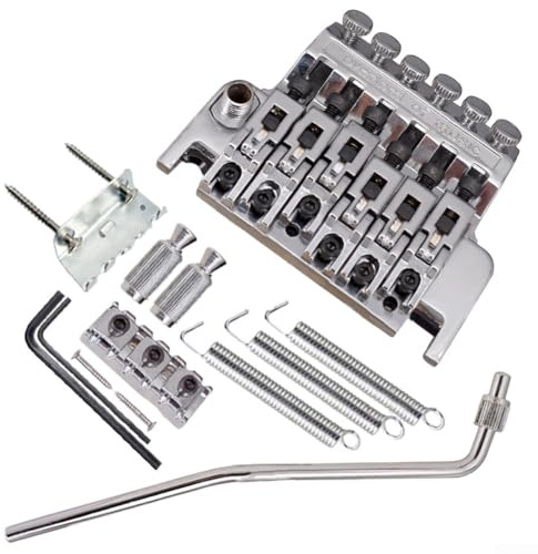Puente de trémolo de bloqueo doble,Sistema de bloqueo de guitarra Puente Set para guitarras eléctricas Aleación de zinc (Plata)