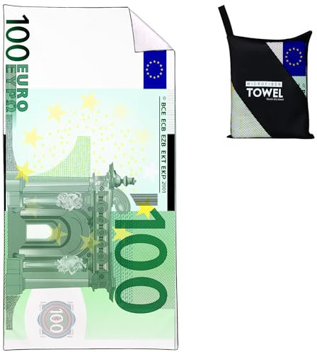 Zomer Strandtuch groß 90x180 cm 100 Euro Towel Mikrofaser Badetuch Schnelltrocknend für Damen Herren Schwimmen Reise Urlaub Sauna Yoga