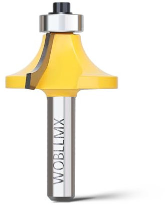 WOBLLMX 8mm Schaft Abrundfräser,Radius 13mm,mit Kugellager Oben Hartmetall Klinge Handlich langlebig und scharf für Holzbearbeitung DIY zu Hause