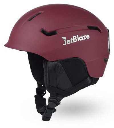 JetBlaze Skihelm Herren Damen Unisex Ski Helm Schneesporthelm mit Belüftungsöffnungen PC Schale EPS Kern für Skifahren Snowboard Schneehelm für Erwachsene Jugend Wein Size S