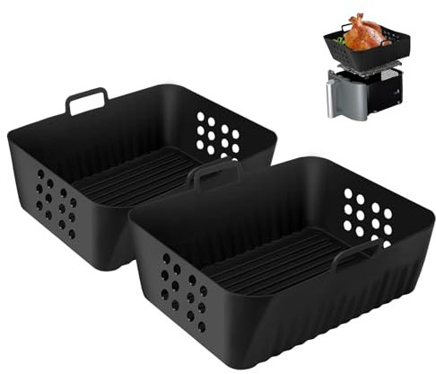 saerryor 2 Pcs Air Fryer Silicone Liners for Ninja Double Stack XL 9.5L SL400UK, Reusable Perforated Air Fryer Liners, Large Capacity Air Fryer Accessories