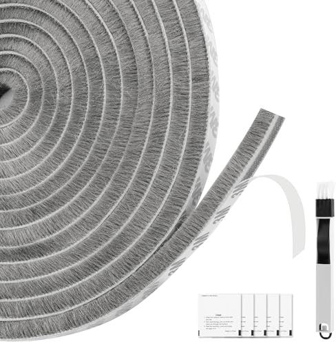 CYUaoao Bürstendichtung Selbstklebend 10m Dichtungsstreifen für Türen Fenster 10mm(B) x 6mm(D) Türdichtung Winddicht Staubdicht Bürstenleiste Grau