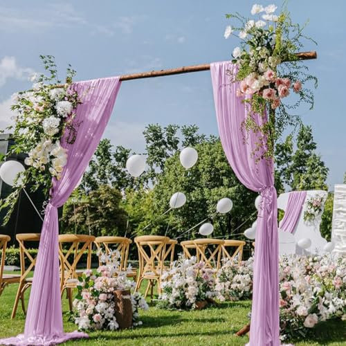 DeZerlor Vorhangstoff für Hochzeiten, Hochzeitsbögen, Drapierstoff, 2 Stoffbahnen, 73,7 cm x 6,8 m, für Hochzeiten, durchscheinende Vorhänge, Vorhänge für romantische Brautparty, Babyparty, Zeremonie,