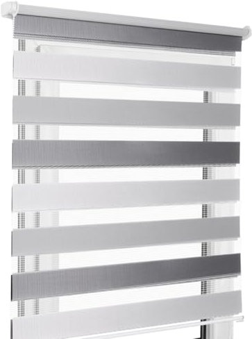 Home-Vision® DuoRollo Schrauben, Doppelrollo mit Bohren zum Anschrauben, DuoRollos für Fenster und Türen (Hellgrau-Grau-Graphit, B160 x H220 cm)