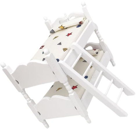 BESTonZON 1satz Mini Holz Doppelstockbett Modell Für Puppenhaus Für Rollenspiele Mit Passendem Zubehör Für Miniaturpuppen Und Gemütliche Schlafzimmerdekoration