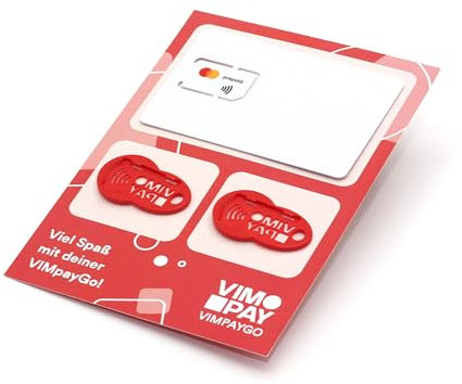 VIMpayGo – die kleinste MasterCard der Welt: NFC-Microcard für kontaktloses Bezahlen | Mit Einkaufswagenlöser als Schlüsselanhänger in Rot