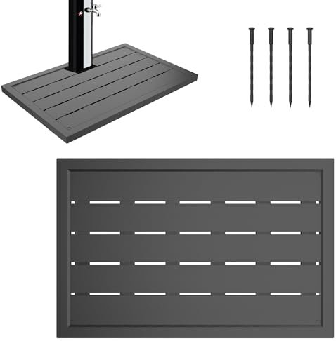 PEILU Kunststoffboden 100 x 56 x 4 cm WPC Bodenelement für Poolleiter oder Pool rutschfest Solardusche Bodenplatte Wetterfest Holzoptik Boden für Gartendusche Pooldusche Outdoor Dusche (Anthrazit)
