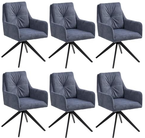 BRTHORY Esszimmerstühle 6er-Set Sessel Drehbar Küchenstuhl, Polsterstuhl, Drehstuhl, Bequemer Stuhl mit Armlehnen Rückenlehne, Armlehnenstuhl für Esszimmer Wohnzimmer bis 120kg