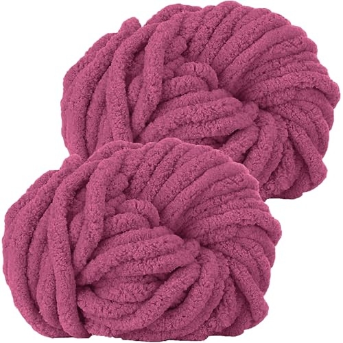 Hengrongshen Dicke Wolle 2 Stück 500g, Chunky Yarn für Armstricken, Dickes Garn zum Häkeln und Stricken von Decken, XXL Riesen Wolle für Schals, Mützen, Haustier Nest - Aubergine
