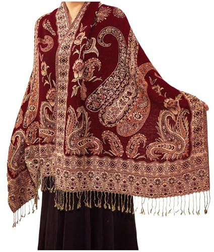 XINGSHUNFU Paisley Pashmina Rave Schal, indische Schal Wraps für Frauen Exotische Tücher Schals für Abendkleider