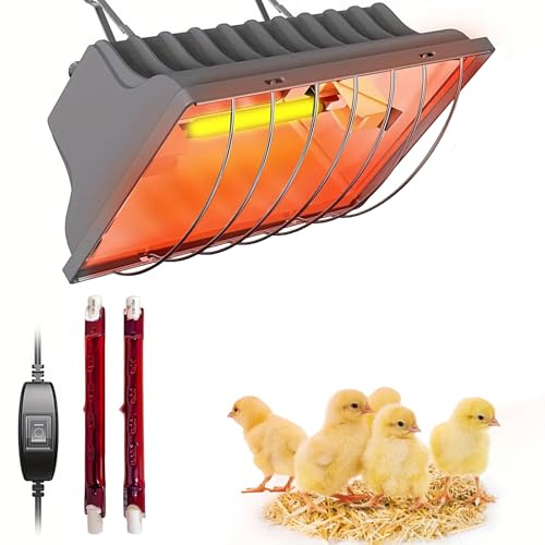 250W Hühnerstall Heizung, Infrarot Wärmelampe, Wasserdichte Wärmelampe Tiere, Thermostat Geflügel Wärmelampen mit Verstellbarer Aufhängekette für Küken, Welpen, Katzen, Schweine, Hunde, Reptilien