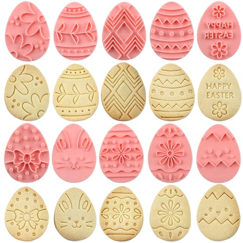 10 Pcs Easter Cookie Cutter Set, Plastic Easter Egg Stamp | Great for Cookie Dough, Pastry, Donut, Cake Decor Chocolate Mould Cookie, Biscuit Cutters for East