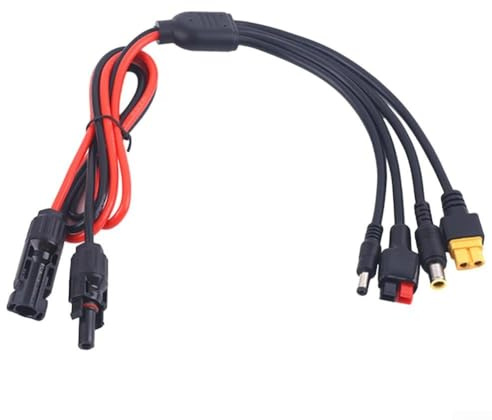 Solarpanel Anschlussadapter 4-in-1 Ladekabel für XT60/DC5521/DC7909 Steckern, 12–18AWG Kupferkern für 7A Strom, kompatibel mit ECOFLOW River/Delta Serie, für Anker 521/A1294