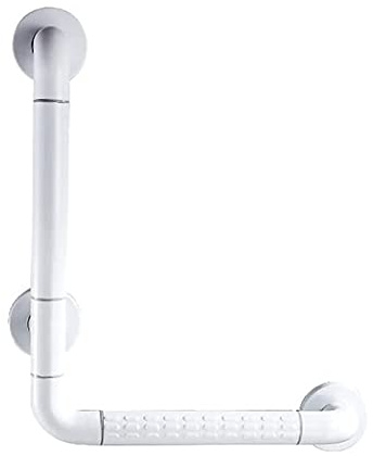 90° Angled Shower Grab Bar, Stainless Steel Bathtub Handrail Wall-Mounted Nylon Outer Tube Anti-Slip Support Railing Anti-Slip Bar(40cm)