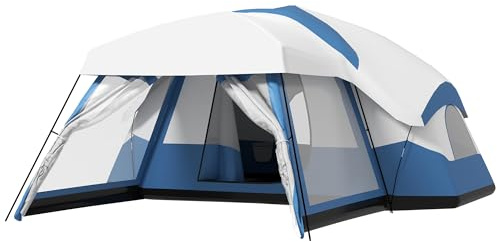 Camping Zelt für 6-8 Personen Familienzelt mit Vorraum und 2 Fenstern Kuppelzelt PU3000mm Blau 518x487x237cm für Outdoor Abenteuer